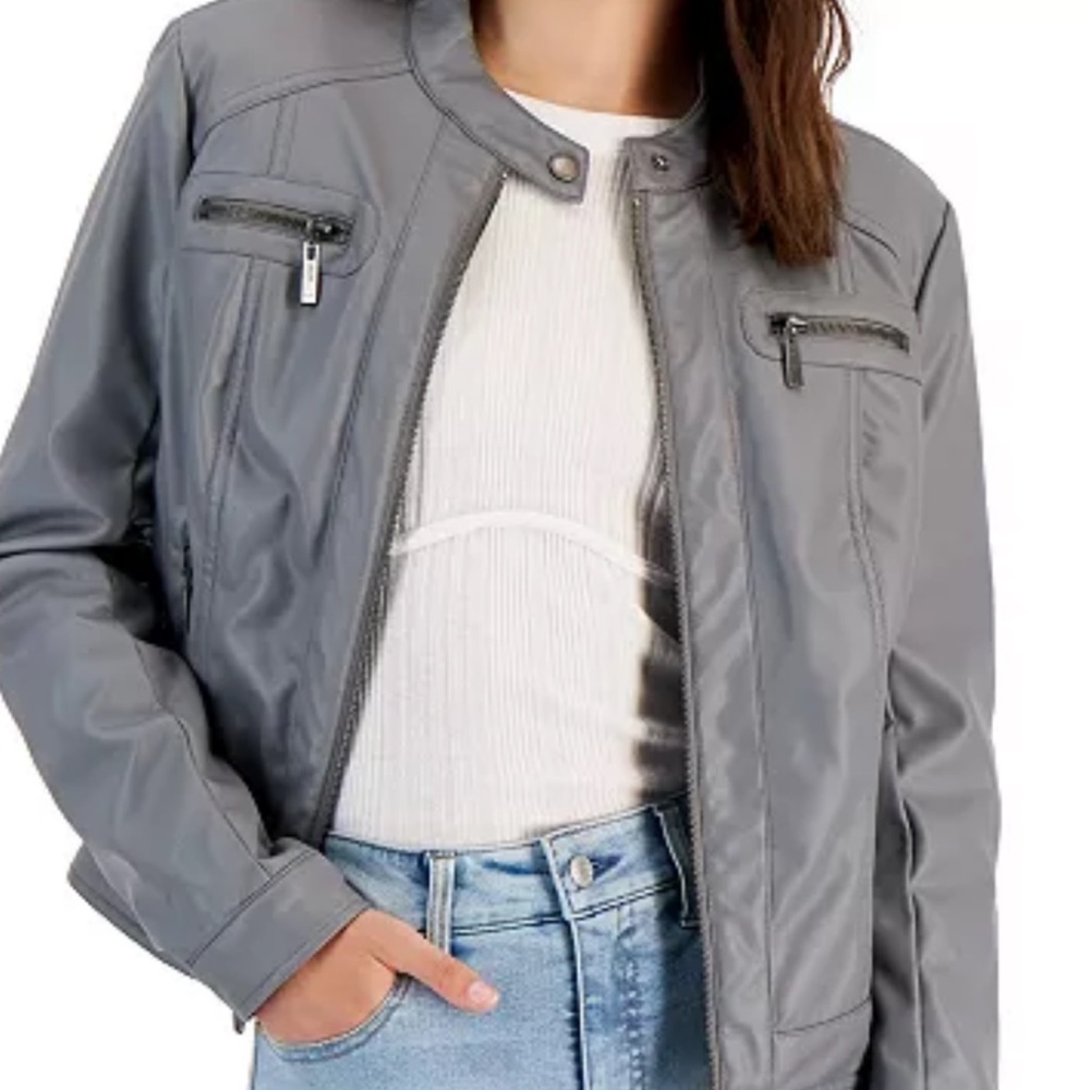 Vegan Leather Faux Fur Lined Moto - Picture 1 of 8